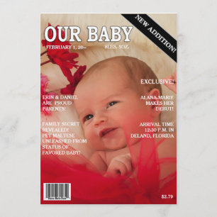 Geburtsankündigung! Ihr Baby auf "Magazine Cover" Ankündigung