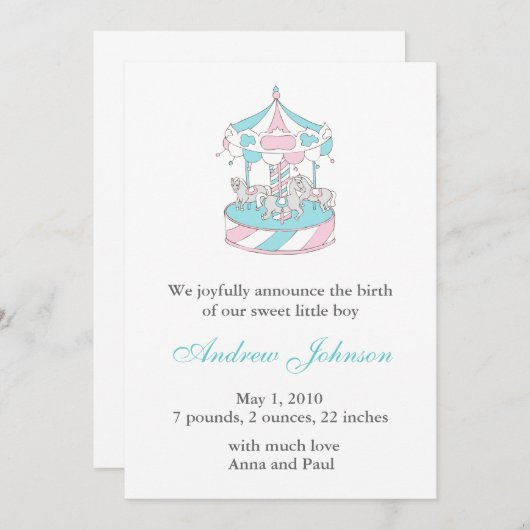 Geburtsankündigung - Karussell Ankündigung (Vorne/Hinten)