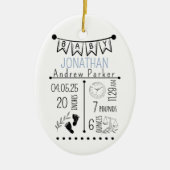 Geburtsankündigung Keepake, Neugeborene Keramik Ornament (Vorne)