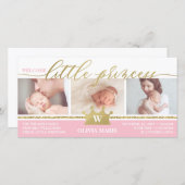 Geburtsankündigung, Kleine Prinzessin, Imitate Foi Ankündigung (Vorne/Hinten)