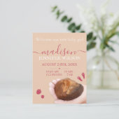 Geburtsankündigung Mädchen süße Tier Postkarte (Stehend Vorderseite)