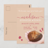 Geburtsankündigung Mädchen süße Tier Postkarte (Vorne/Hinten)