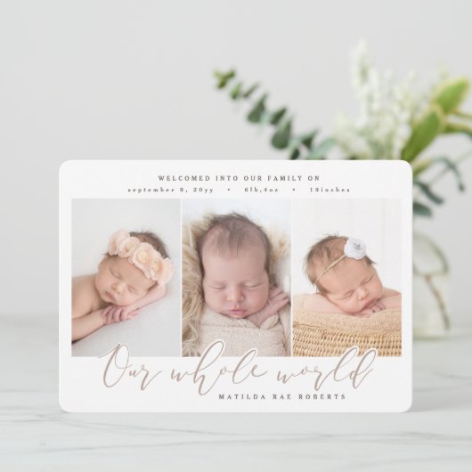 Geburtsankündigung mehrerer Fotos Ankündigung (Stehend Vorderseite)