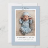 Geburtsankündigung Minimalistisch Modern Blue Card Ankündigung (Vorderseite)