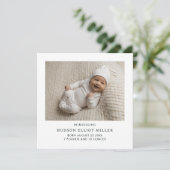 Geburtsankündigung Minimalistisch Modern Square Ca Einladung (Stehend Vorderseite)