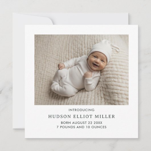 Geburtsankündigung Minimalistisch Modern Square Ca Einladung (Vorderseite)