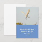 Geburtsankündigung mit flatterndem Storch. RSVP Karte (Vorne/Hinten)