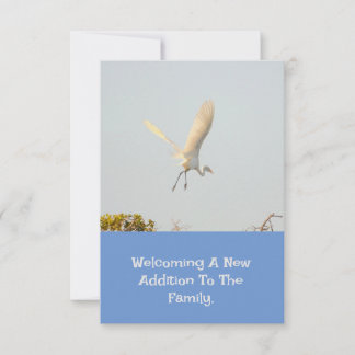 Geburtsankündigung mit fliegendem Storch. RSVP Karte