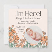 Geburtsankündigung | Mohn Feiertagskarte (Vorderseite)