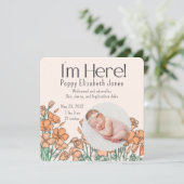 Geburtsankündigung | Mohn Feiertagskarte (Stehend Vorderseite)