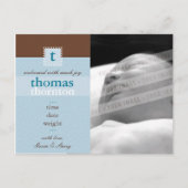 GEBURTSANKÜNDIGUNG: Monogramm1 - Junge Ankündigungspostkarte (Vorderseite)