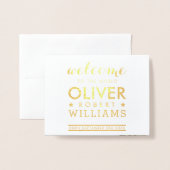 GEBURTSANKÜNDIGUNG Neugeborener einfacher Textstap Folienkarte (Vorderseite mit Umschlag)