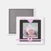 Geburtsankündigung Pink Baby Girl Magnet (Vorderseite/Rückseite)