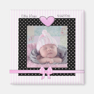 Geburtsankündigung Pink Baby Girl Magnet