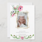 Geburtsankündigung | Pink Watercolor Poppies Einladung (Vorderseite)