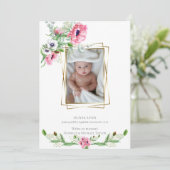 Geburtsankündigung | Pink Watercolor Poppies Einladung (Stehend Vorderseite)