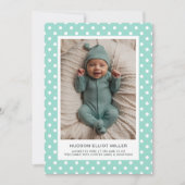 Geburtsankündigung Polka Dots Aqua Modern Card Ankündigung (Vorderseite)