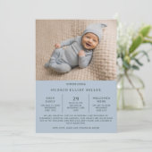 Geburtsankündigung Preemie NICU Modern Blue Card Ankündigung (Stehend Vorderseite)