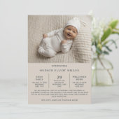 Geburtsankündigung Preemie NICU Modern Taupe Card Ankündigung (Stehend Vorderseite)