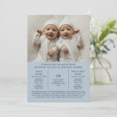 Geburtsankündigung Preemie Twins NICU Blue Card Ankündigung (Stehend Vorderseite)