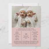 Geburtsankündigung Preemie Twins NICU Pink Card Ankündigung (Vorderseite)