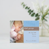 GEBURTSANKÜNDIGUNG: pure Freude - Junge Ankündigungspostkarte (Stehend Vorderseite)