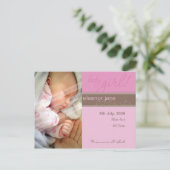 GEBURTSANKÜNDIGUNG: pure Freude - Mädchen Ankündigungspostkarte (Stehend Vorderseite)