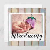 Geburtsankündigung Rustikales Holz Ein Foto (Vorne/Hinten)