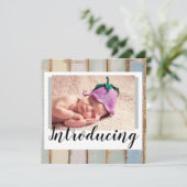 Geburtsankündigung Rustikales Holz Ein Foto (Stehend Vorderseite)