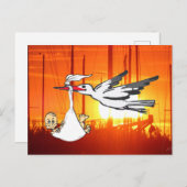 Geburtsankündigung Stork & Baby DIY Postkarte (Vorne/Hinten)