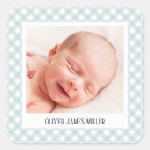 Geburtsankündigung Umschlag Aufkleber-Aufkleber Quadratischer Aufkleber (Vorderseite)