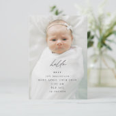 Geburtsankündigung und Dankeschön-Foto Einladung (Stehend Vorderseite)