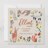Geburtsankündigung unisex niedliche Waldtiere Dankeskarte (Vorderseite)