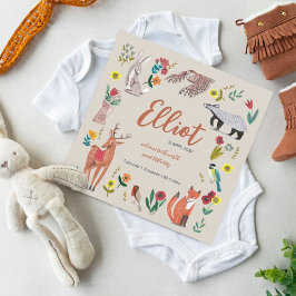 Geburtsankündigung unisex niedliche Waldtiere Dankeskarte