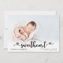 Geburtsankündigung Unser Sweetheart Script-Foto
