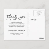 Geburtsankündigung Vielen Dank Lässiges Script Fot Postkarte (Rückseite)