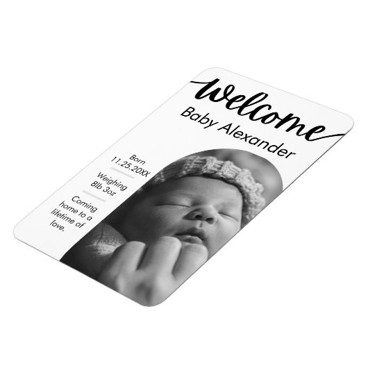 Geburtsankündigung von Baby - Arched Foto Magnet (Linke Seite)