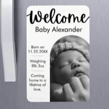 Geburtsankündigung von Baby - Arched Foto Magnet