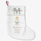 Geburtsankündigung von Baby Boy Kleiner Weihnachtsstrumpf (Vorderseite)