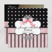 Geburtsankündigung von Baby - French Bow Dot Swirl Ankündigung (Vorne/Hinten)