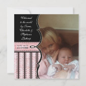 Geburtsankündigung von Baby - French Bow Dot Swirl Ankündigung (Rückseite)