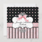 Geburtsankündigung von Baby - French Bow Dot Swirl Ankündigung (Vorderseite)