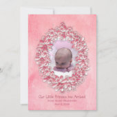 Geburtsankündigung von Baby Girl, Rosa, Foto/Name Einladung (Vorderseite)