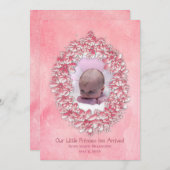 Geburtsankündigung von Baby Girl, Rosa, Foto/Name Einladung (Vorne/Hinten)