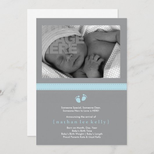 Geburtsankündigung von Baby Steps Ankündigung (Vorne/Hinten)