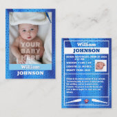 Geburtsankündigung von Baby's First Baseball Card  Telefonnummerkarte (Vorne/Hinten)