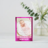 Geburtsankündigung von Baby's First Baseball Card  Telefonnummerkarte (Stehend Vorderseite)