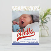 Geburtsankündigung von Baseball mit Foto Ankündigung (Stehend Vorderseite)