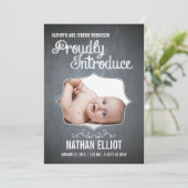 Geburtsankündigung von Chalkboard Ankündigung (Stehend Vorderseite)