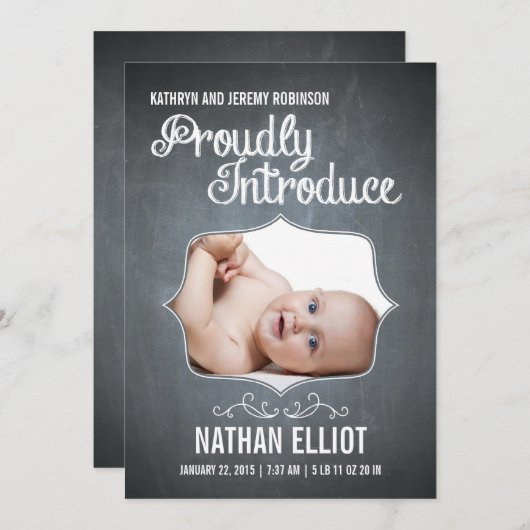 Geburtsankündigung von Chalkboard Ankündigung (Vorne/Hinten)